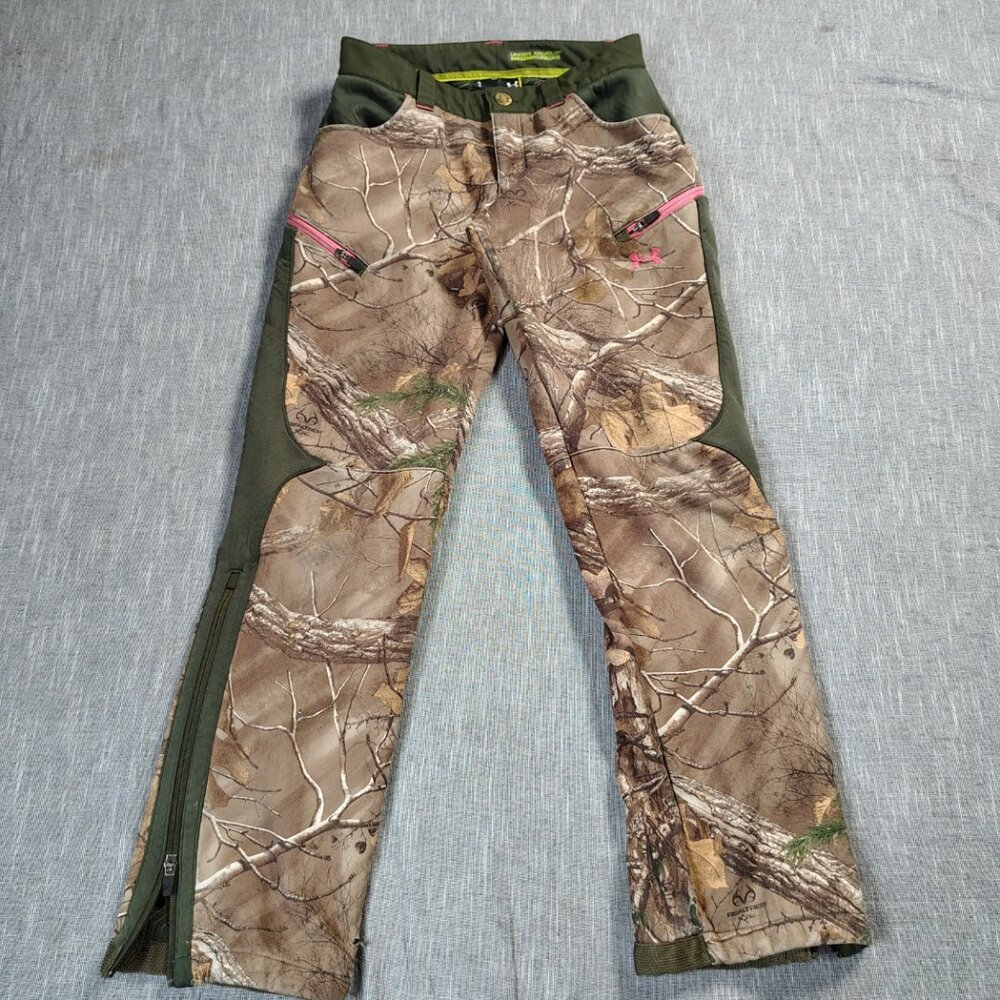 Under Armour Womens Size 2 Camo Speed Freek Cold Gear Hunting Pants Realtree